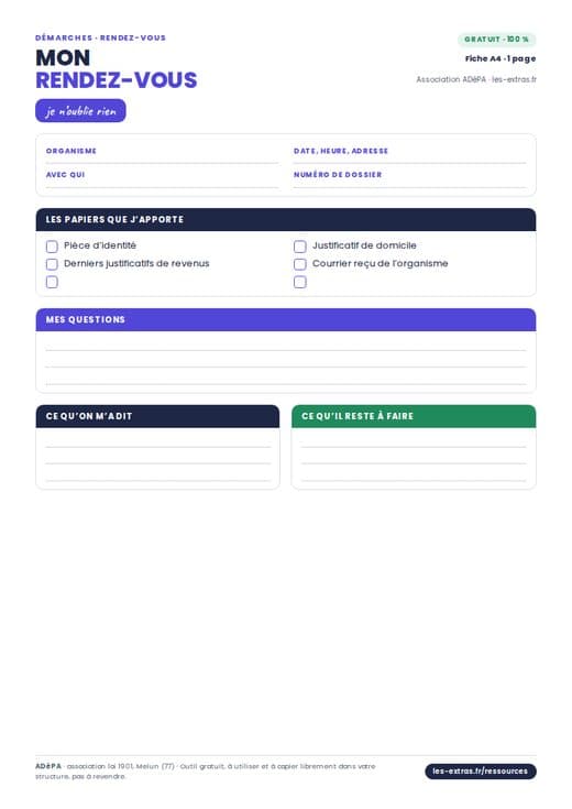 Aperçu : Préparer un rendez-vous administratif