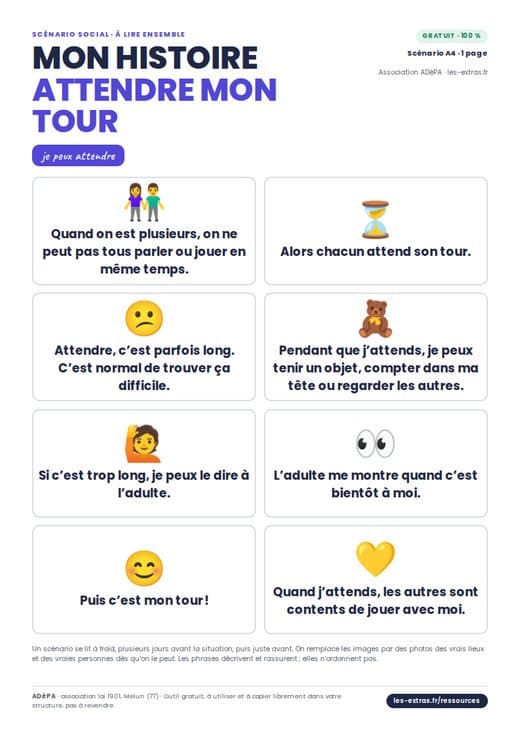 Aperçu : Scénario social : attendre mon tour