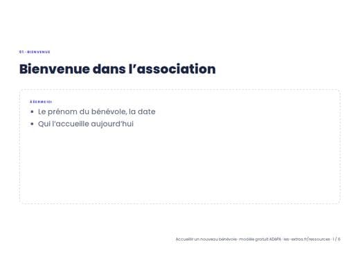 Aperçu : Accueillir un nouveau bénévole